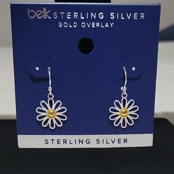 belk Jewelry - NWT Belk .925 Sterling Silver With Gold Overlay Daisy Flower Earrings